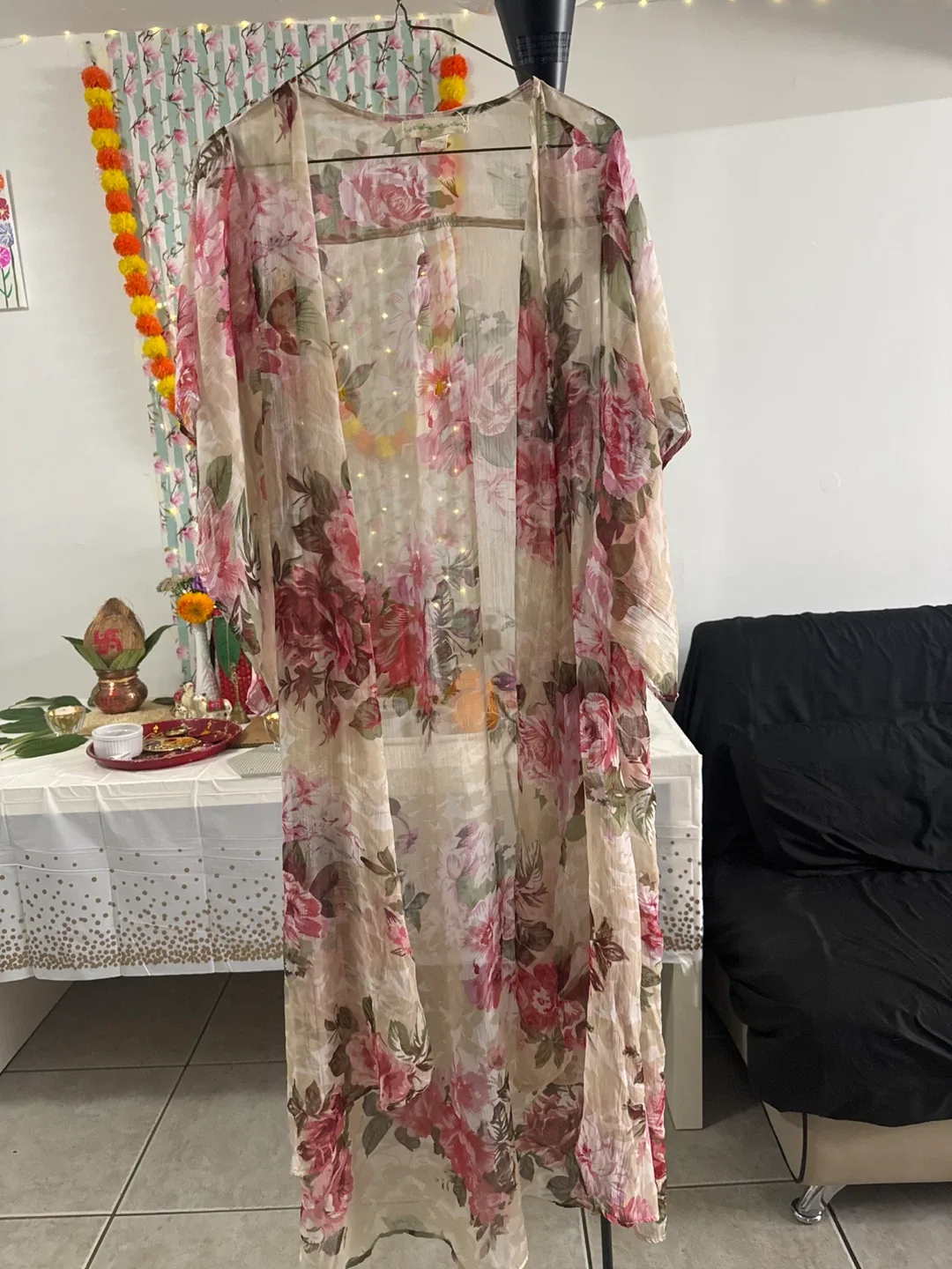Floral Print Kimono Robe - One Size thumbnail