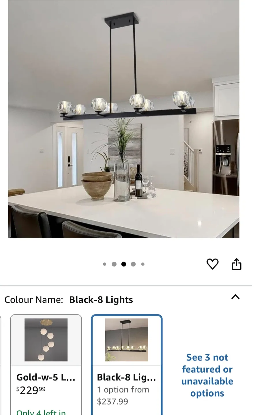 Black 8-Light Crystal Pendant Lighting - NEW image indicator(3)