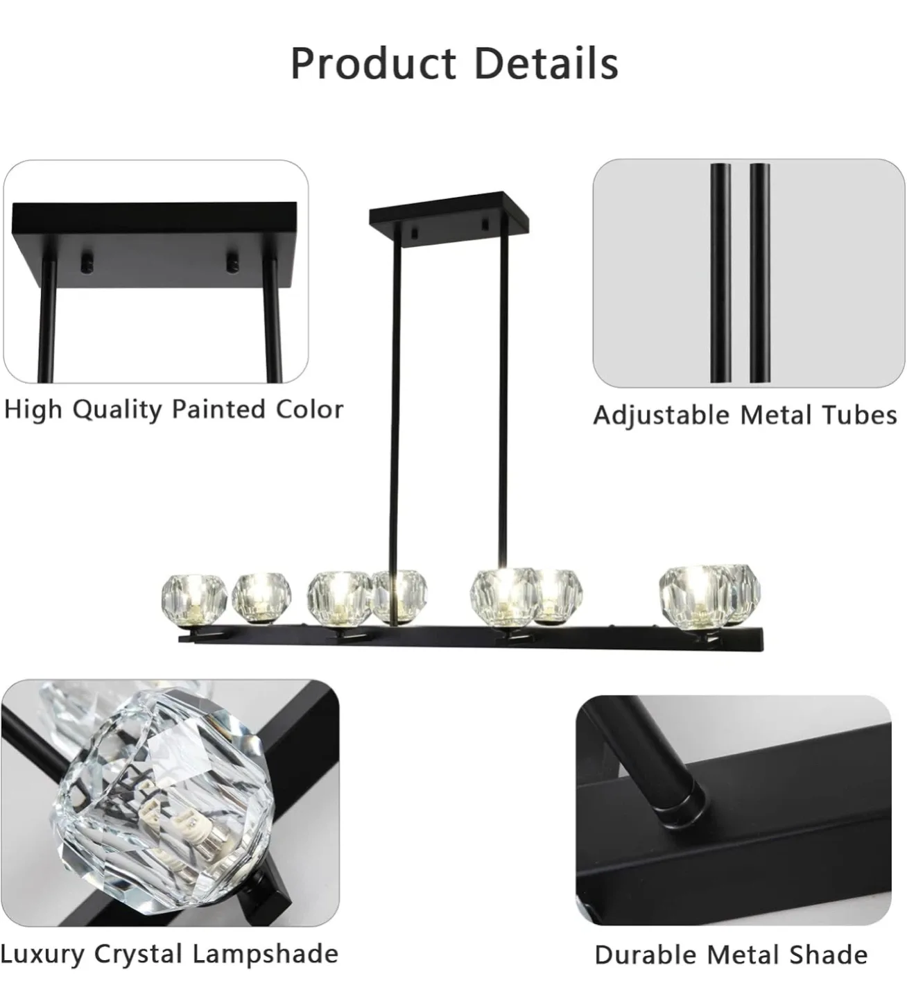 Black 8-Light Crystal Pendant Lighting - NEW image indicator(7)