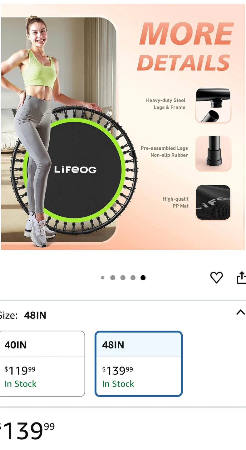 LifeOG 48IN Trampoline with Adjustable Handle Bar - photo 3