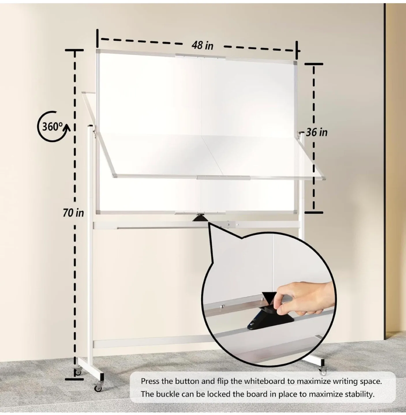 Rolling Whiteboard Magnetic Double-Sided 48x36 in image indicator(6)