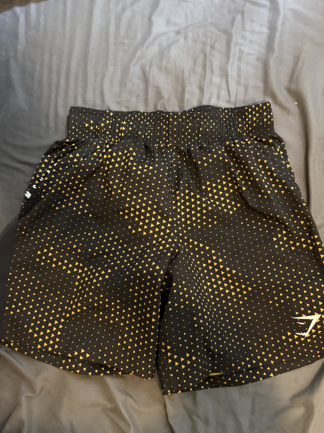 Gymshark Men's Shorts - Black/Gold Pattern