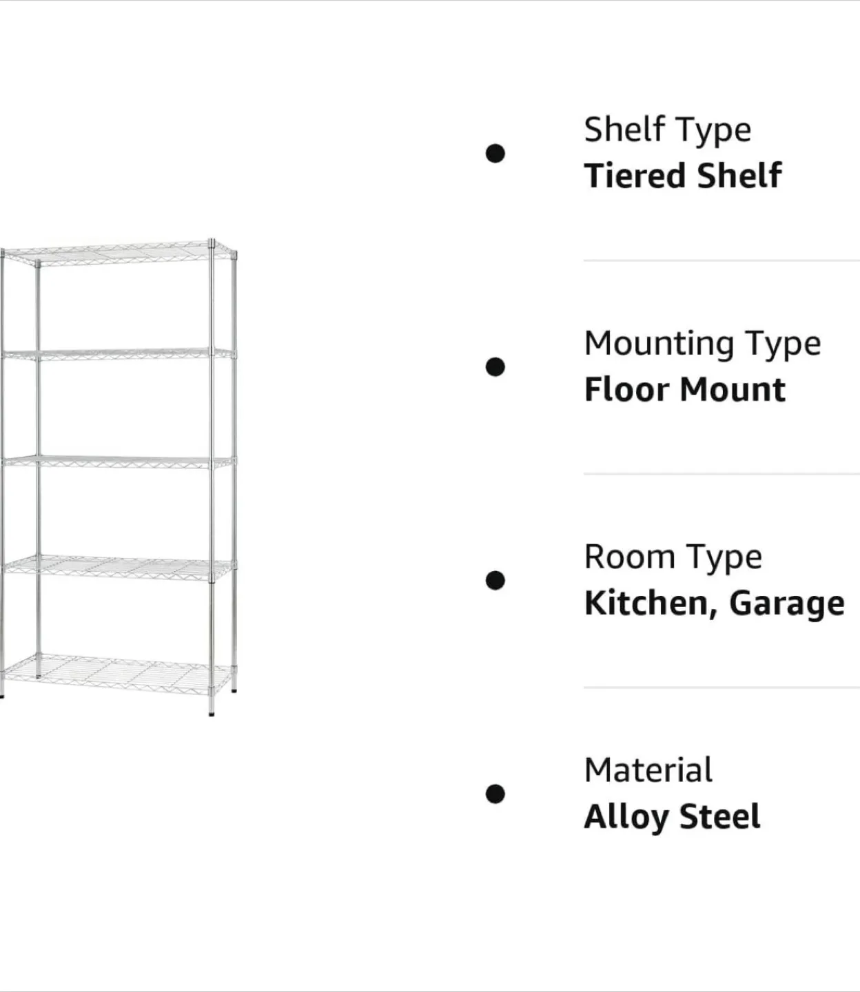 5-Tier Metal Wire Shelving Unit, 72" Height image indicator(2)