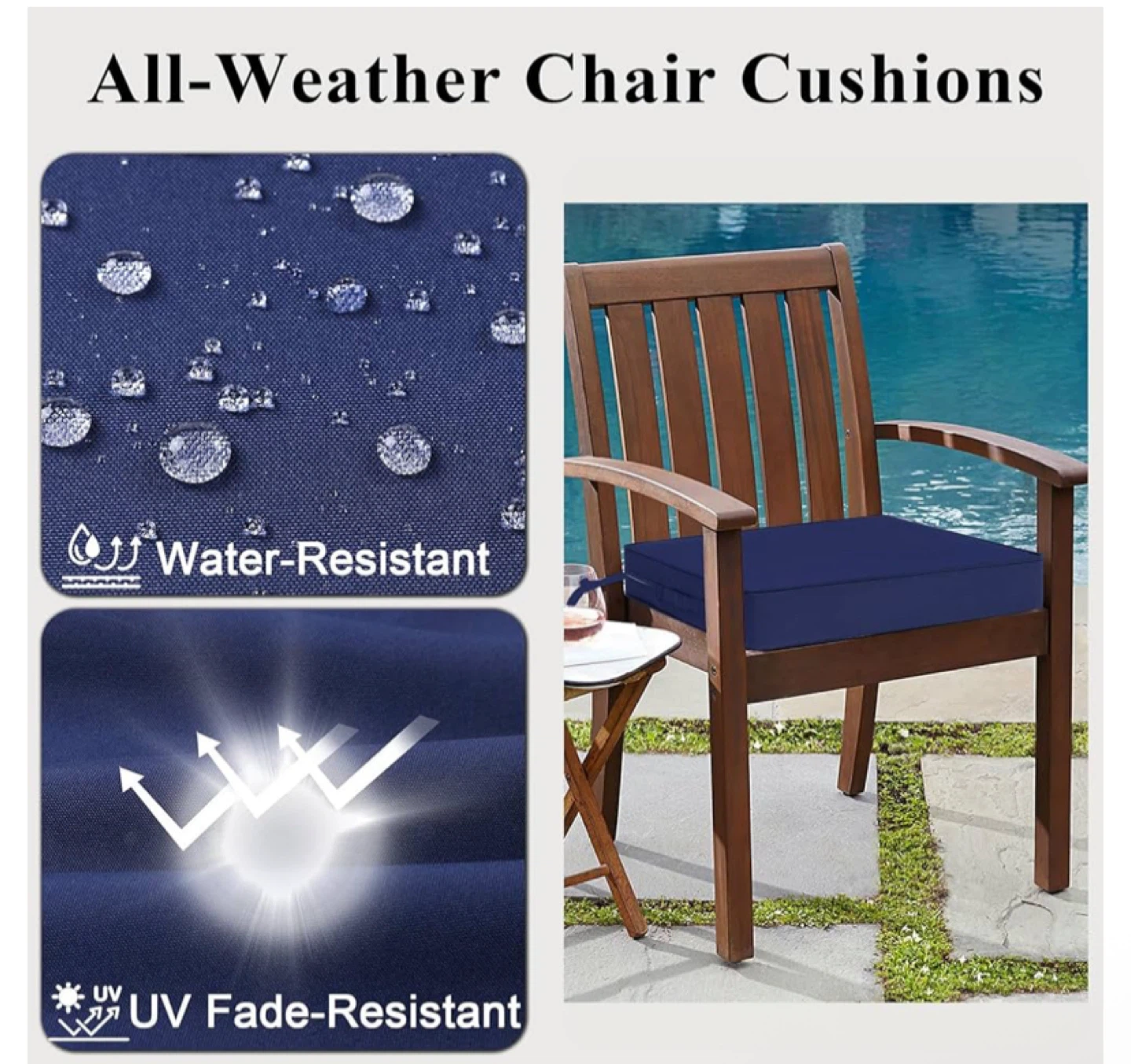 Navy Blue All-Weather Chair Cushions (Set of 2) - photo 4
