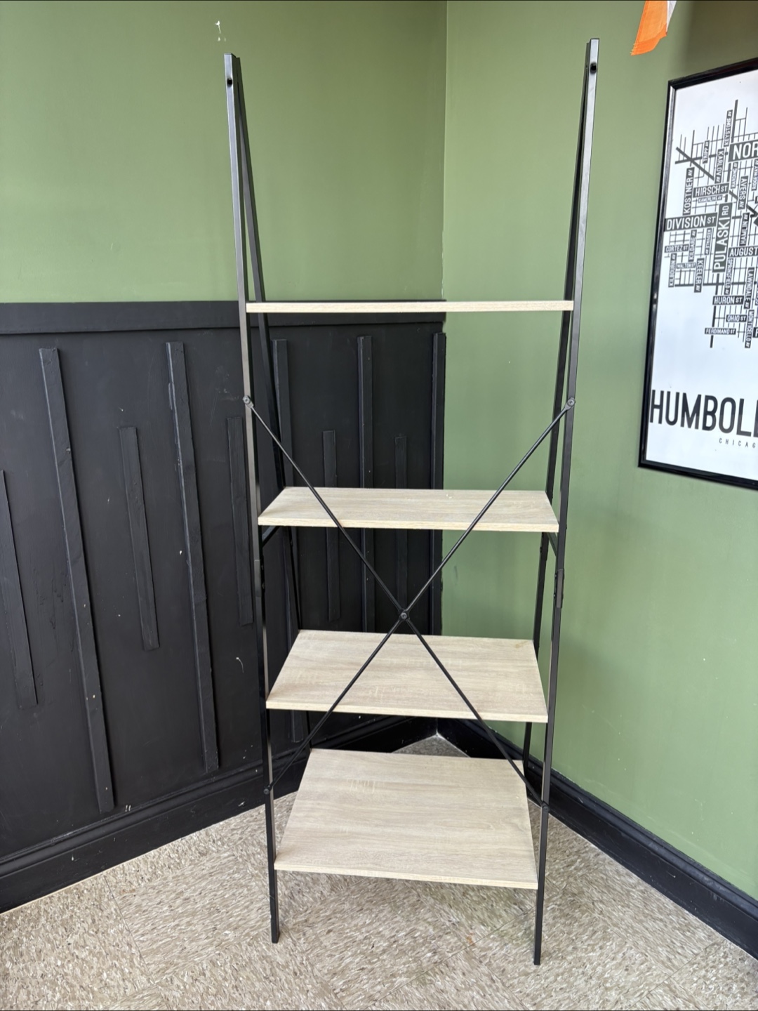 Ladder Shelf - Black Metal & Light Wood - photo 2
