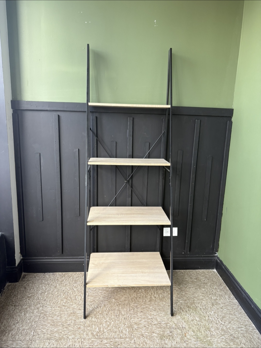 Ladder Shelf - Black Metal & Light Wood