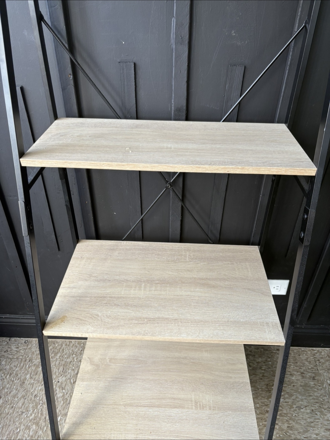 Ladder Shelf - Black Metal & Light Wood - photo 5