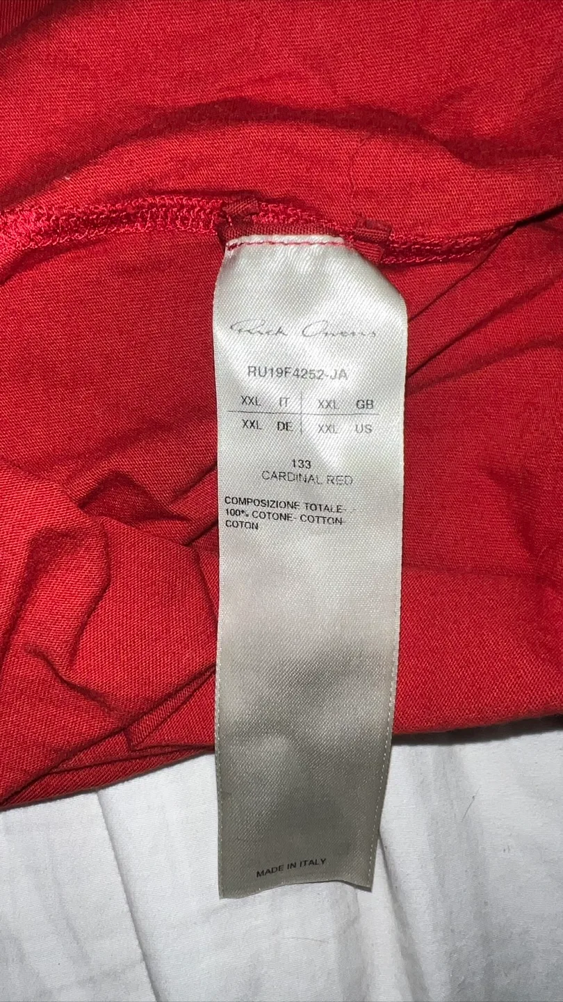 Rick Owens Larry Fin 19 Cardinal Red XXL image indicator(3)