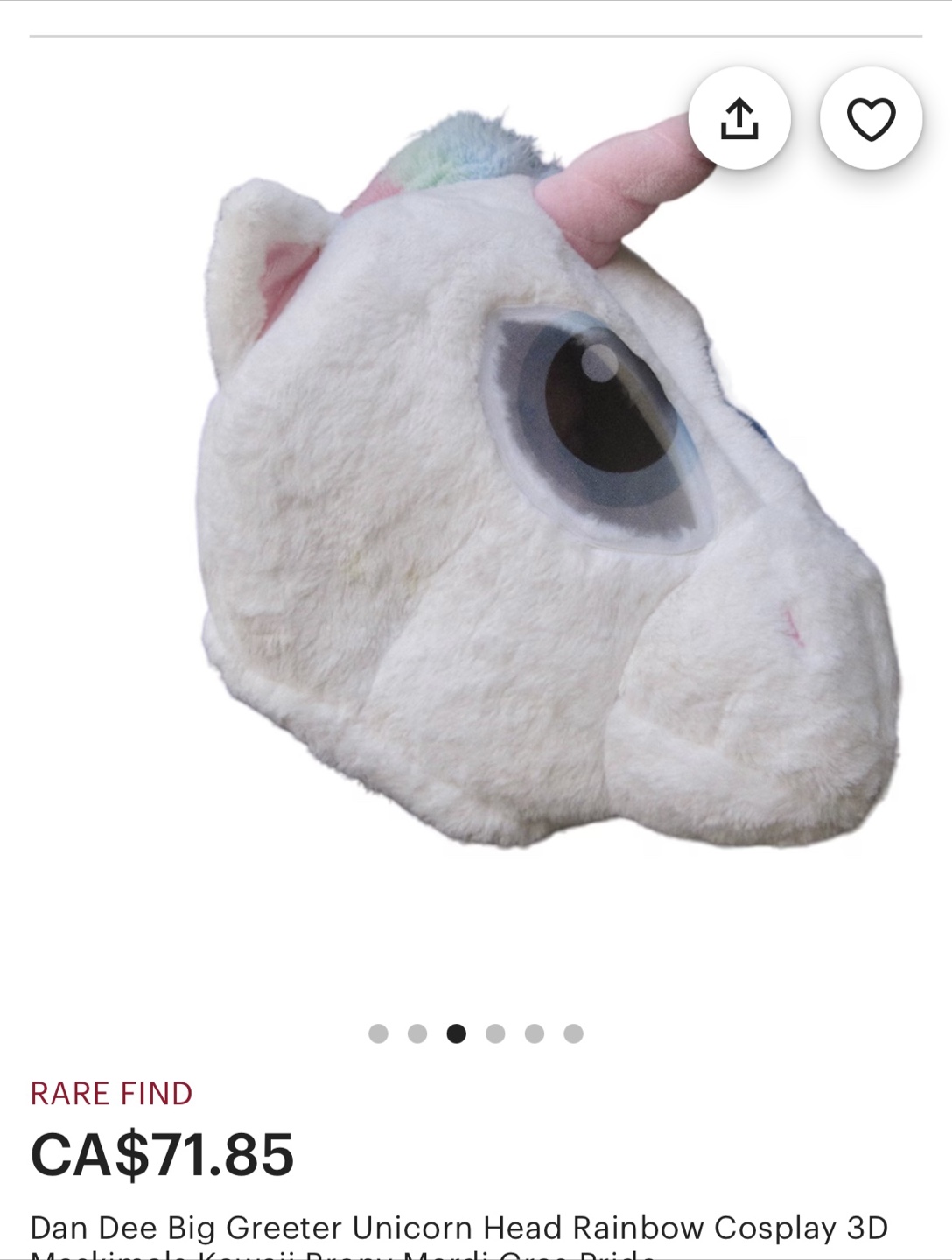 Big Greeter Heads Adult Soft Form Unicorn Mask - photo 4