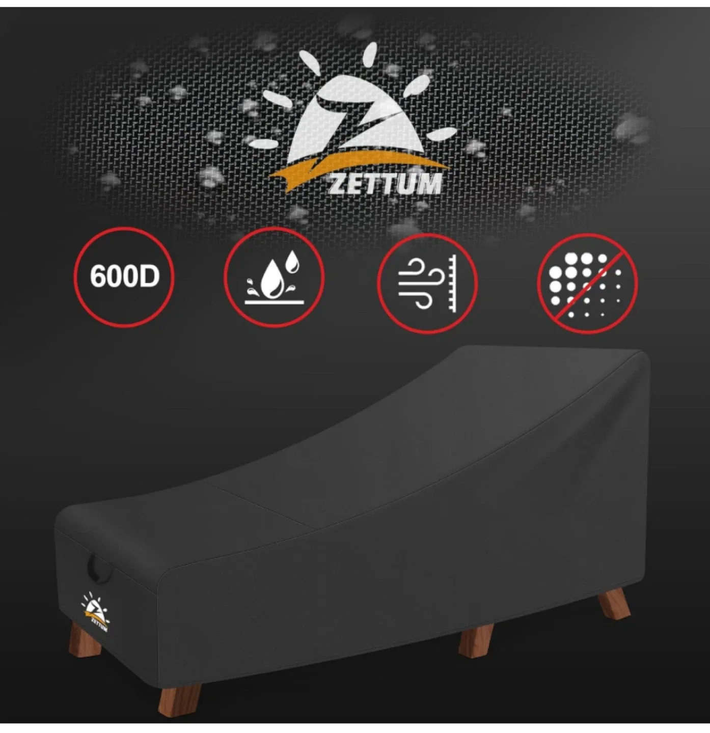 Zettum 600D Premium Lounge Chair Cover - 76"x32"x32" image indicator(4)