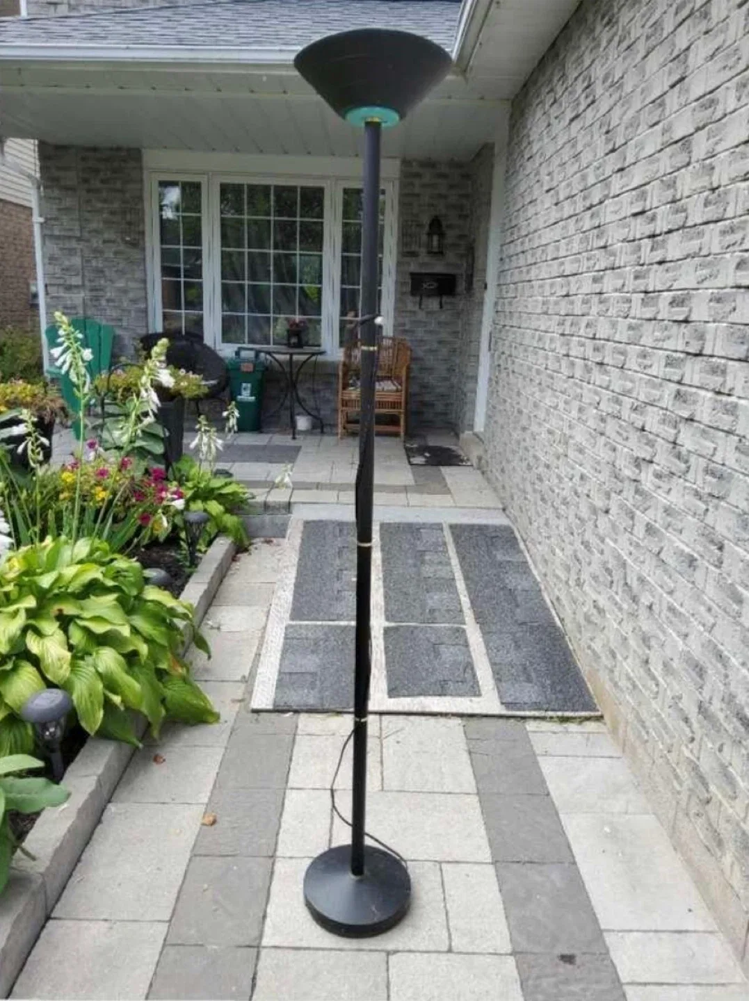 Black floor lamp, tall torchiere style thumbnail