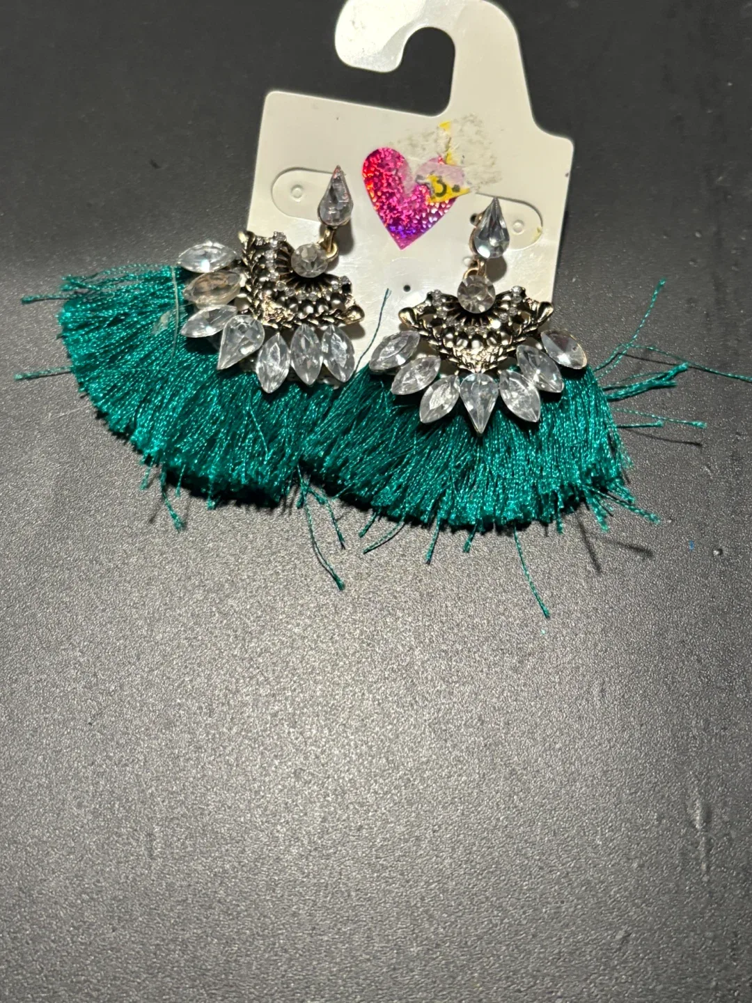 Emerald Green Tassel Earrings thumbnail
