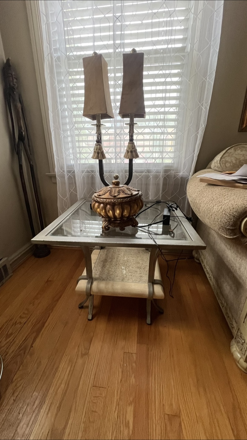 Glass Top Coffee Table with Lamp