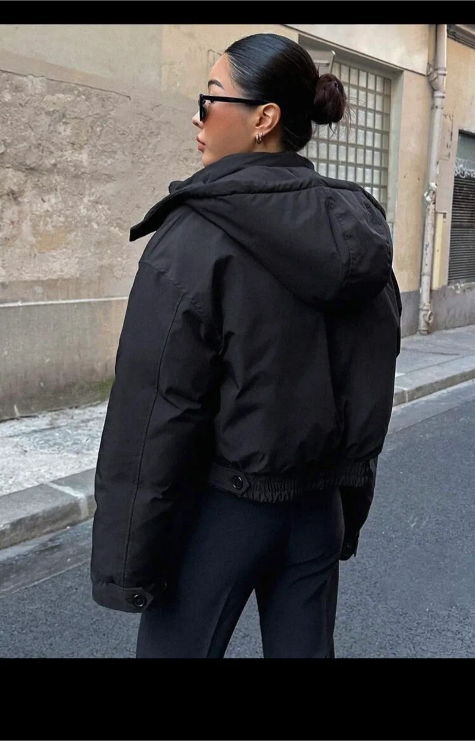Black Cropped Puffer Jacket image indicator(2)