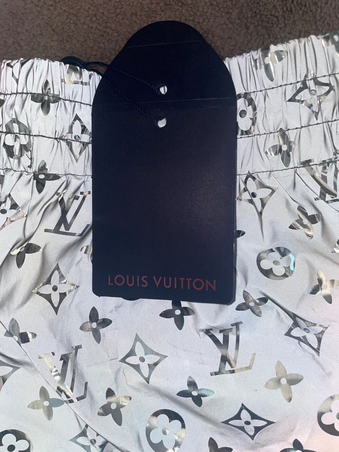 Brand New Louis Vuitton Silver Monogram Swim Shorts image indicator(4)