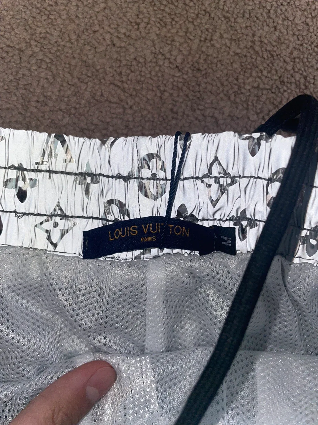 Brand New Louis Vuitton Silver Monogram Swim Shorts image indicator(5)