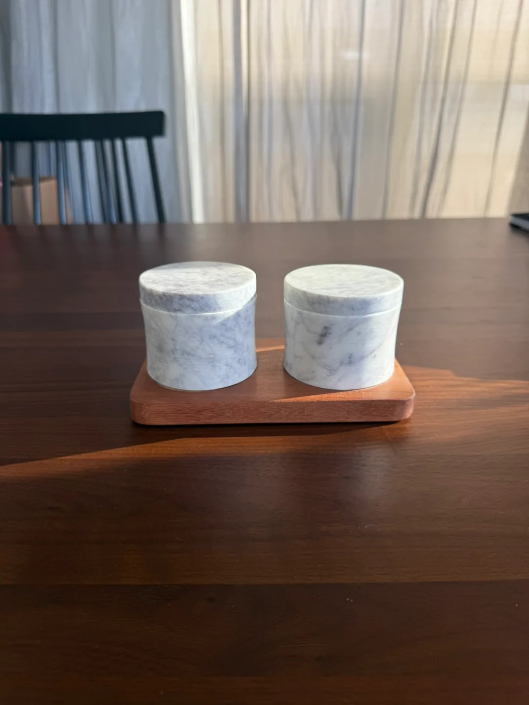 Salt and Pepper Cellar - Marble and Wood thumbnail