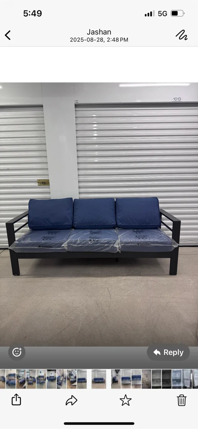 Brand New 5 Piece Outdoor Patio Set - Sofa, Chairs, Table - Blue image indicator(5)