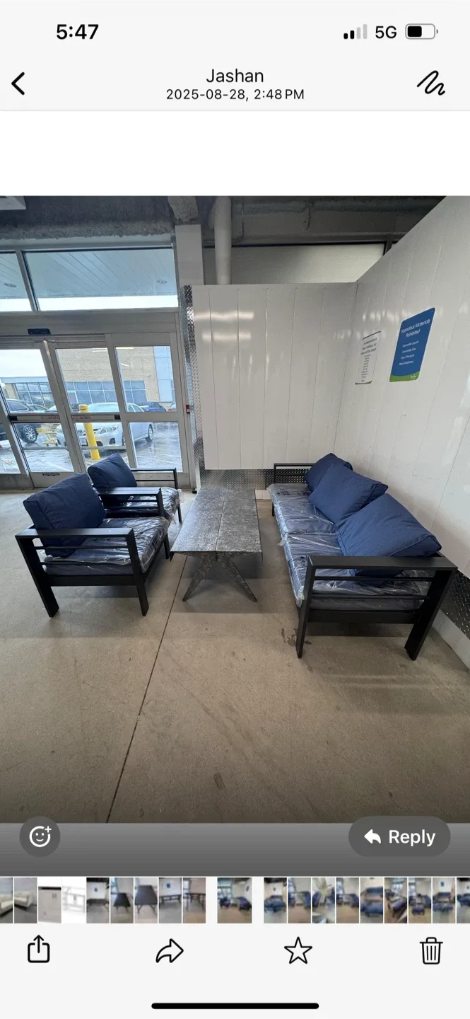 Brand New 5 Piece Outdoor Patio Set - Sofa, Chairs, Table - Blue image indicator(3)