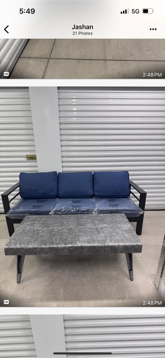 Brand New 5 Piece Outdoor Patio Set - Sofa, Chairs, Table - Blue image indicator(6)