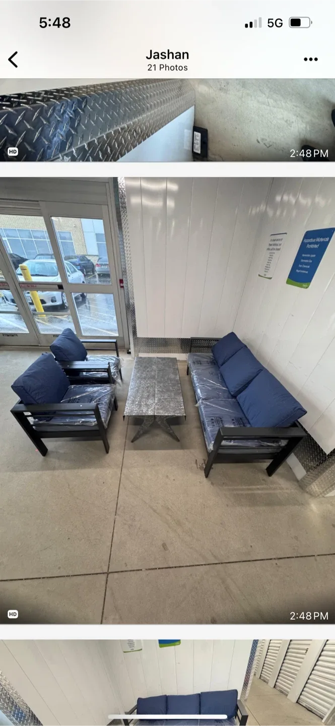 Brand New 5 Piece Outdoor Patio Set - Sofa, Chairs, Table - Blue image indicator(2)