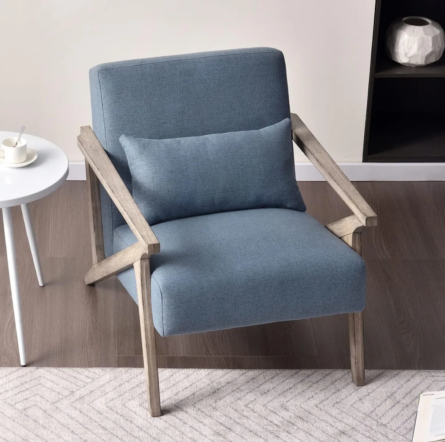 (NEW) Blue Linen Accent Chair - 31" Height thumbnail