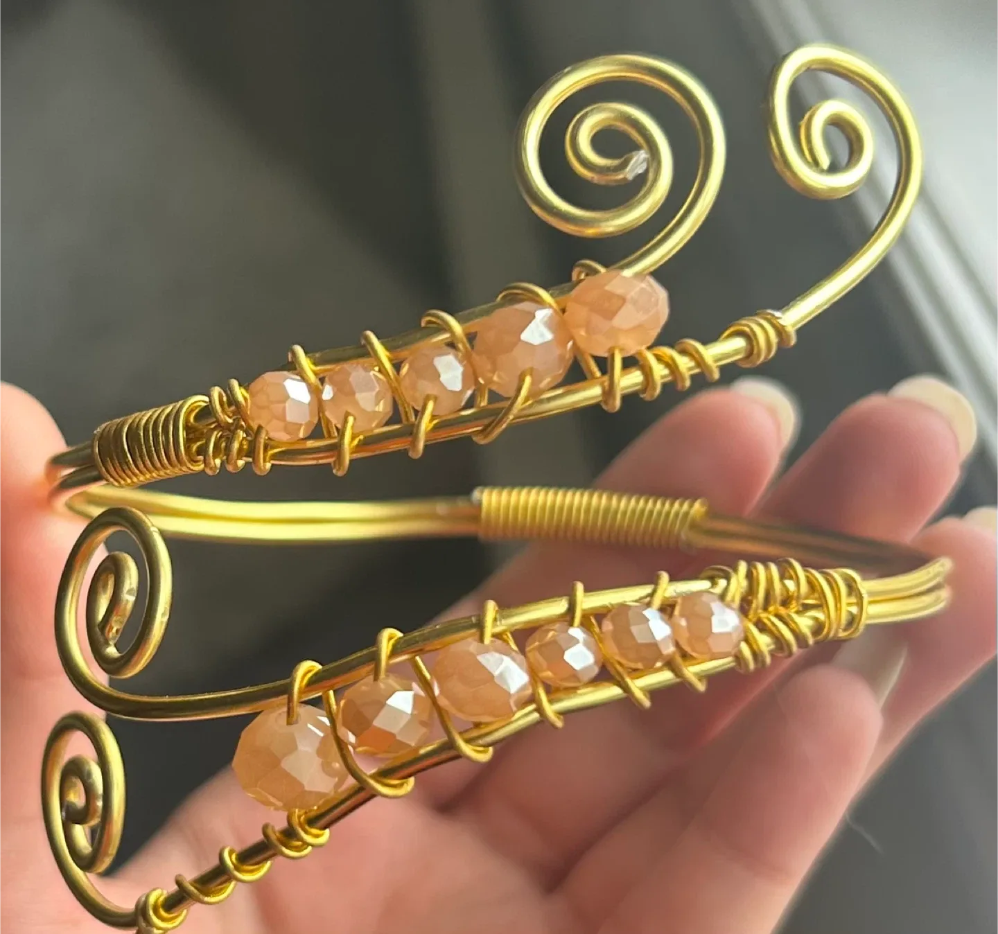 Handmade Gold Wire Cuff Bracelet arm cuff image indicator(5)