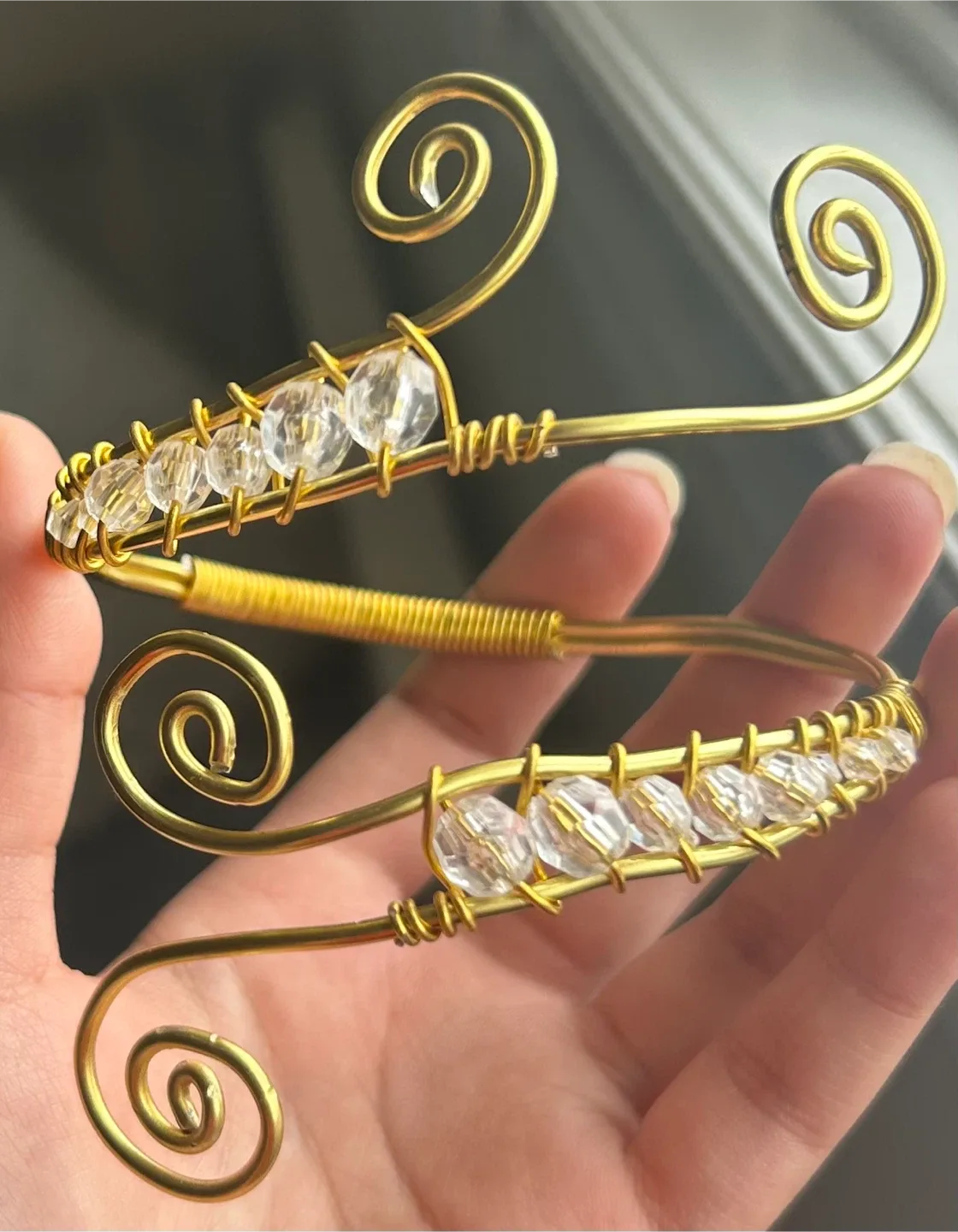 Handmade Gold Wire Cuff Bracelet arm cuff image indicator(2)