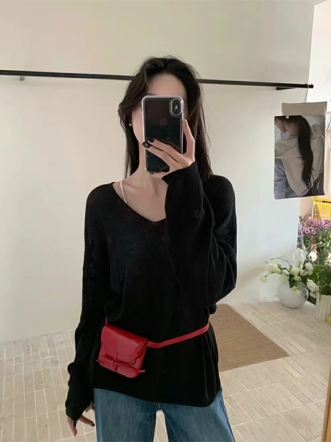 V-Neck Linen knit top - photo 5