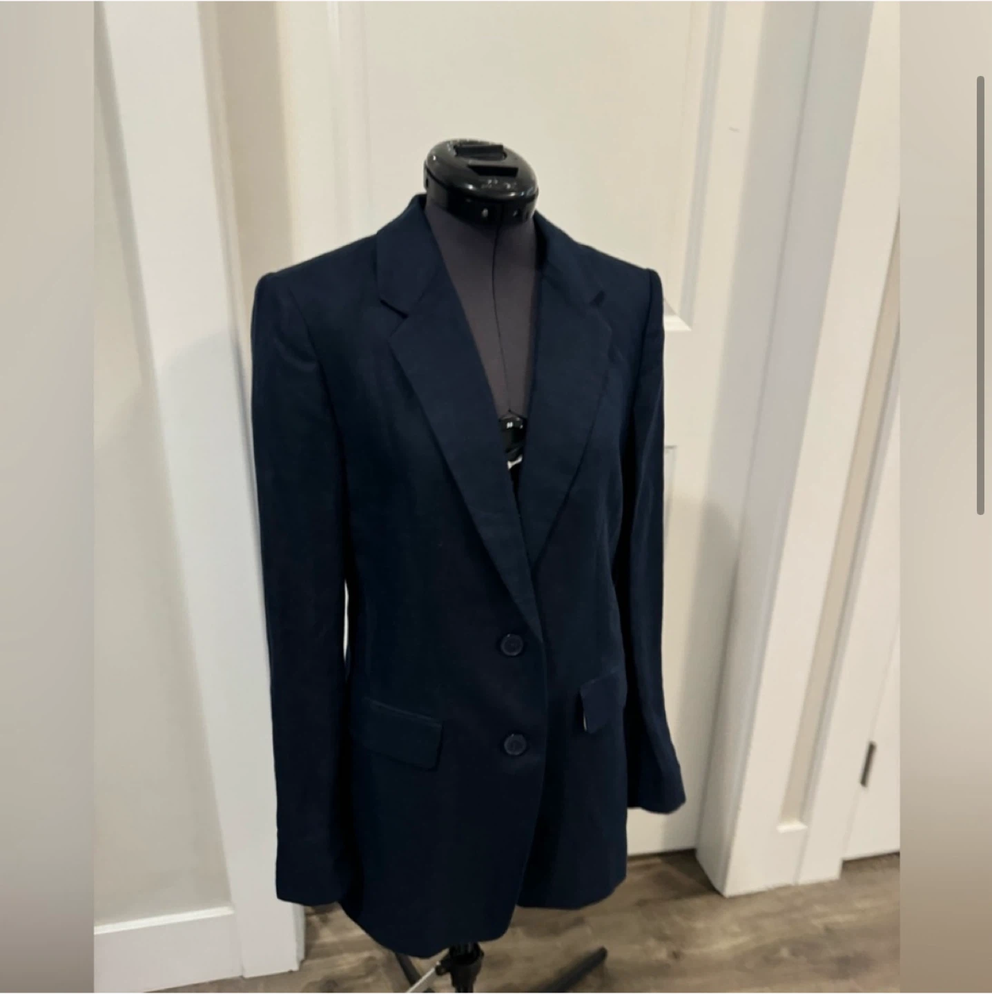 Donna karan black linen & cotton navy blue blazer - photo 2