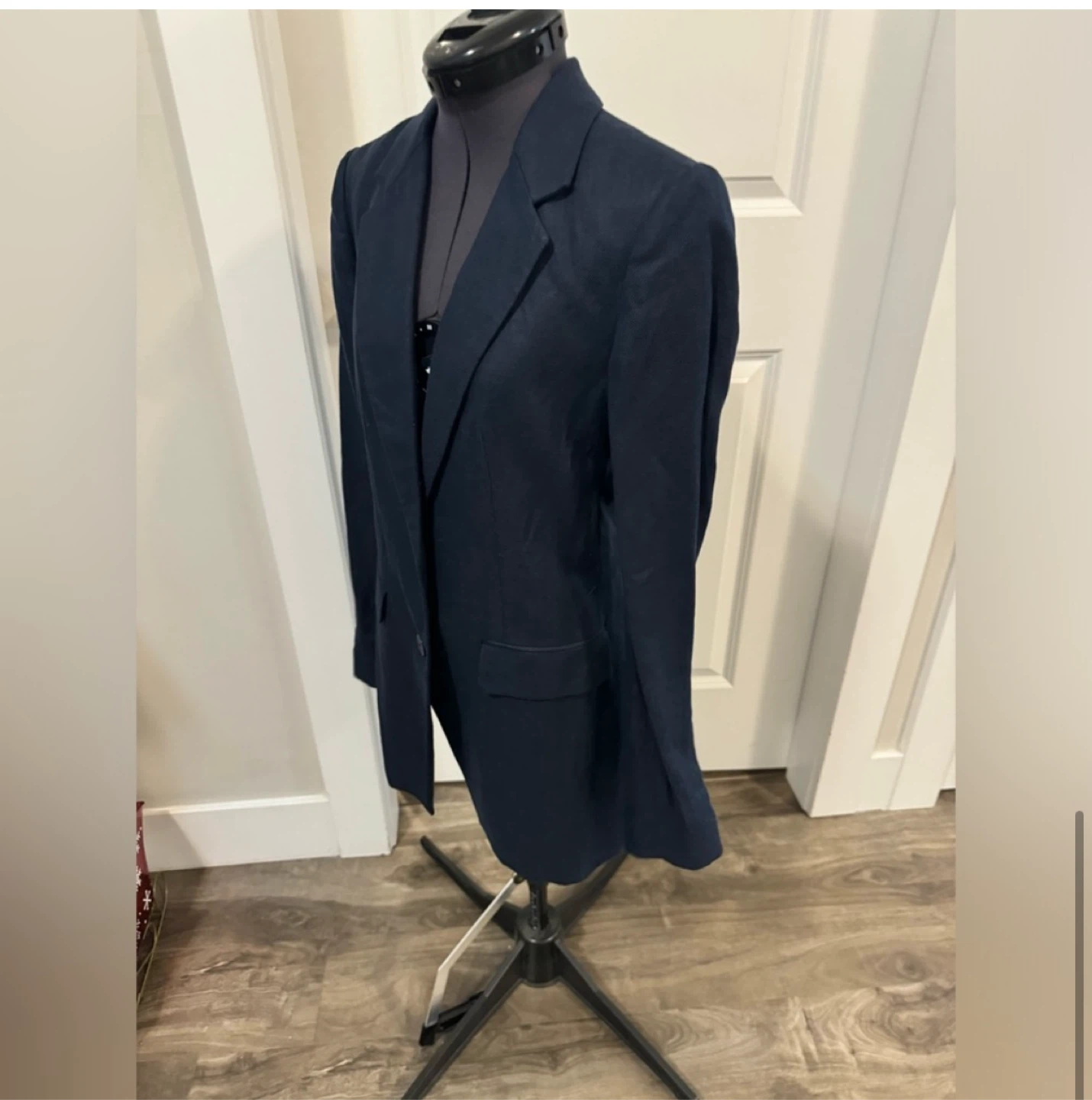 Donna karan black linen & cotton navy blue blazer - photo 5