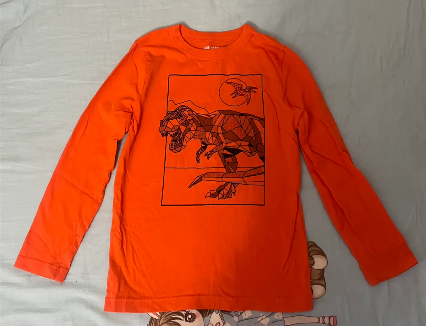 Joe Fresh Kids Orange Dinosaur Long Sleeve - Size 7/8 thumbnail