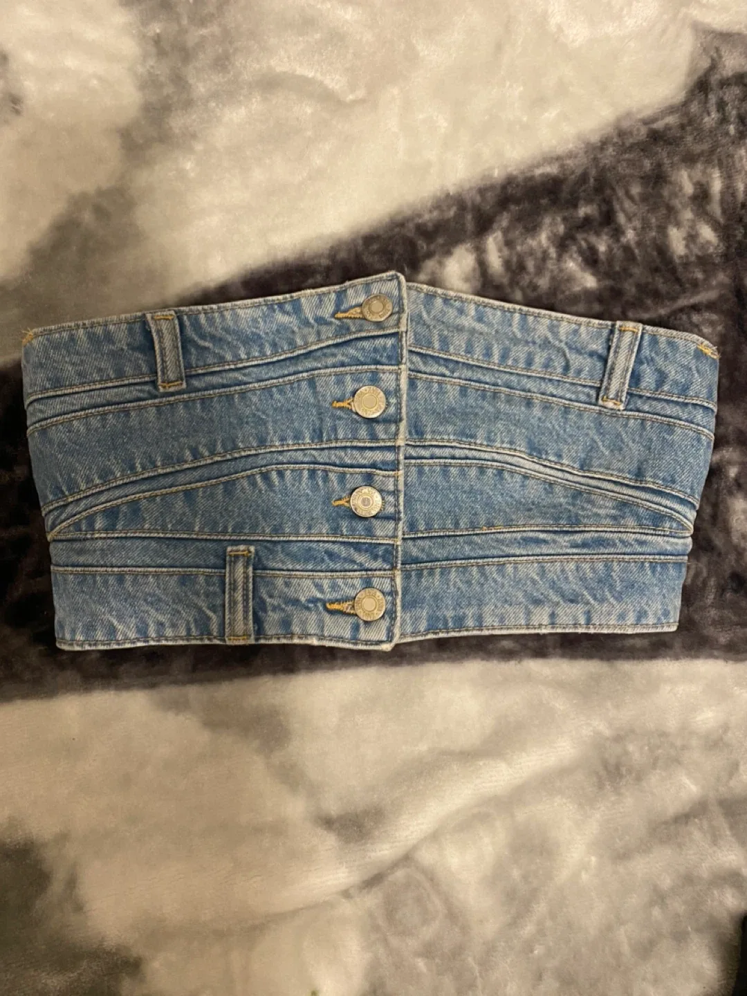 Zara Denim Corset Top - Size S thumbnail