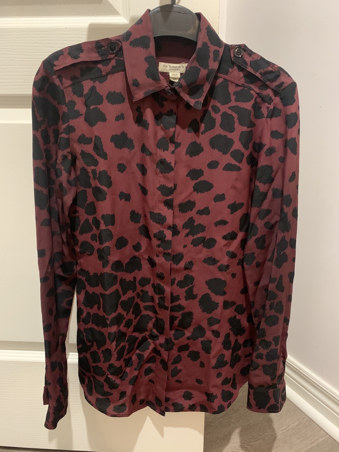 Burberry London Leopard Print Blouse Size 2