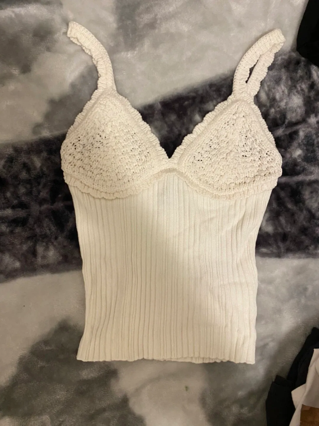 H&M Divided White Crochet Tank Top - XS thumbnail