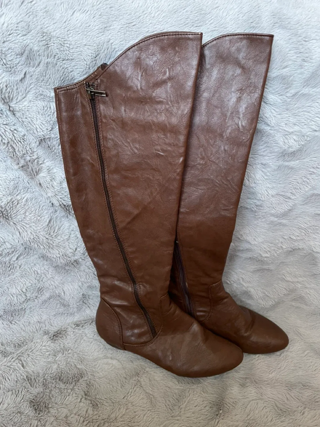 Brown Knee High Wedge Boots thumbnail