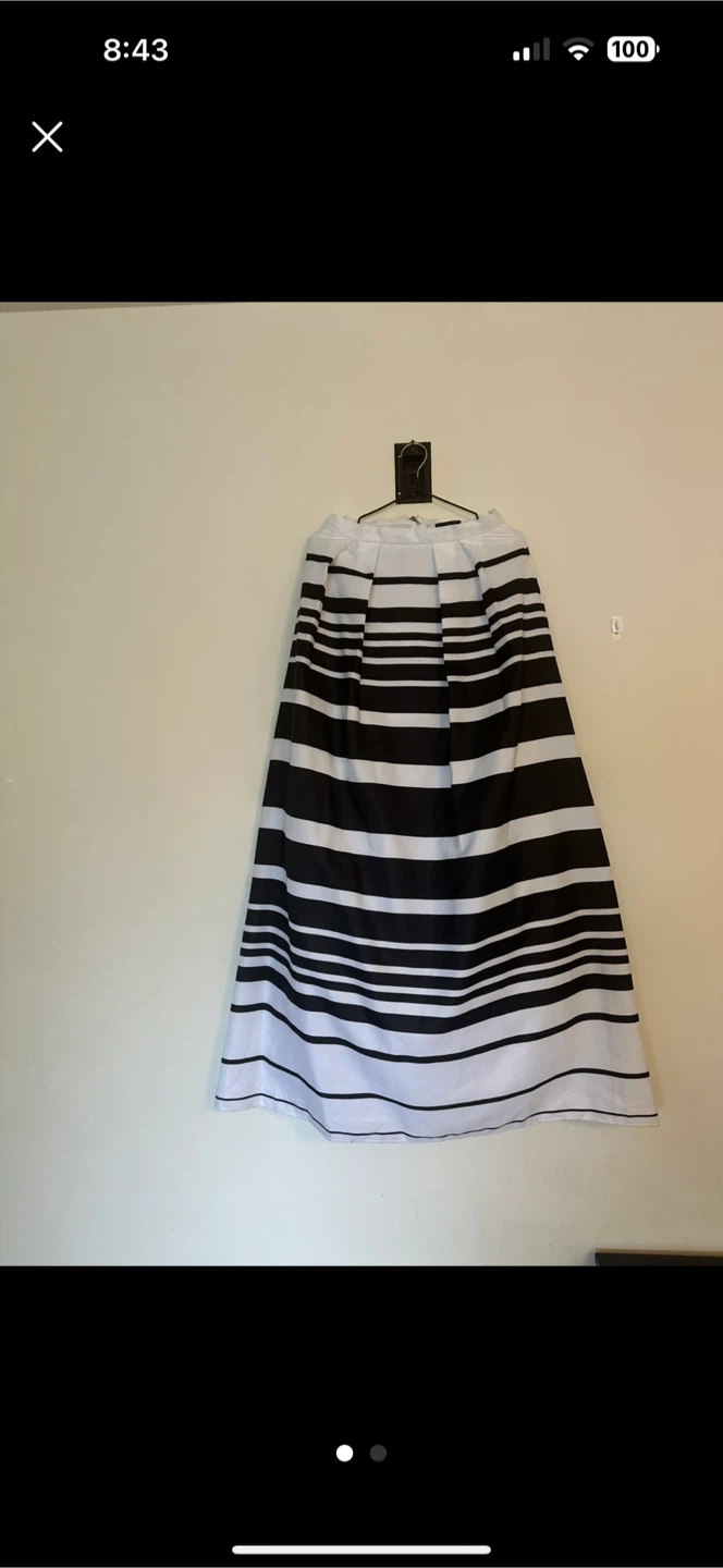 Xscape Black & White Striped Skirt - Size 4