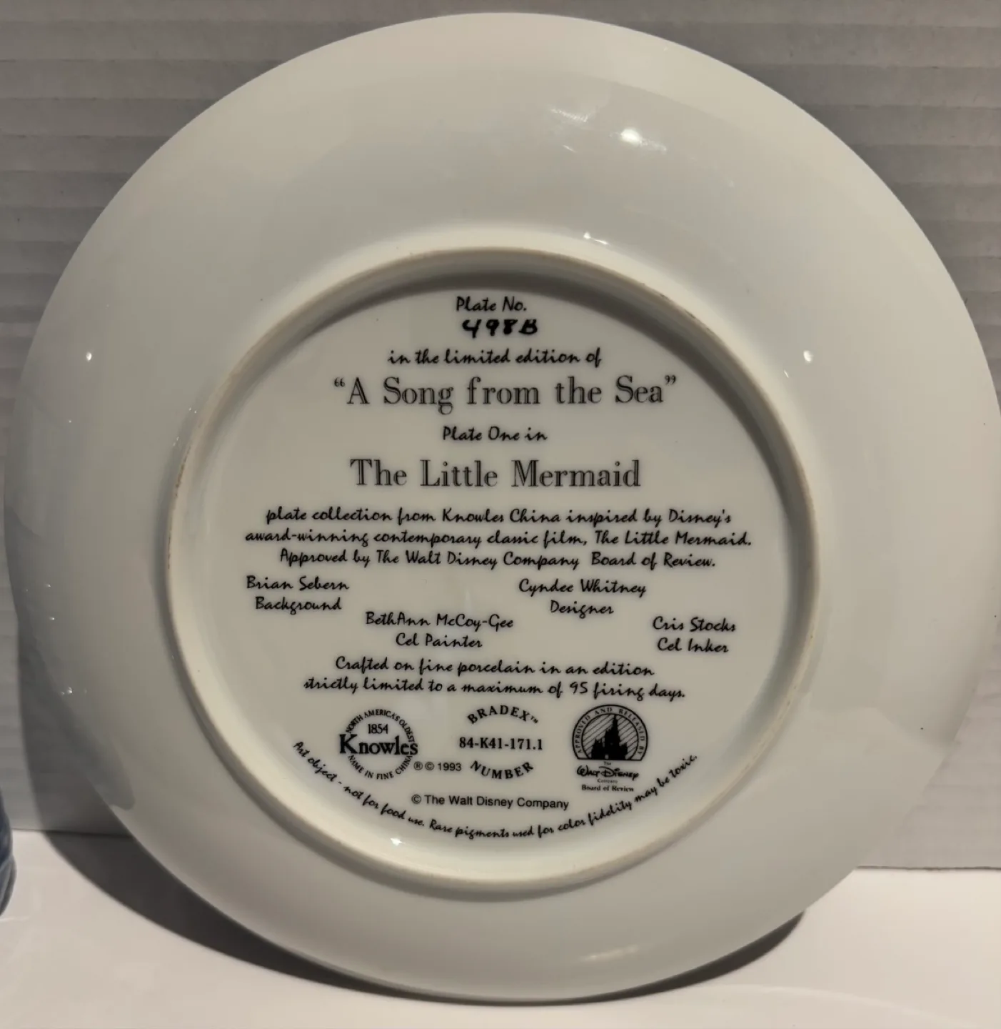 Vintage 1993 Numbered Collectors PLATE LITTLE MERMAID DISNEY image indicator(2)
