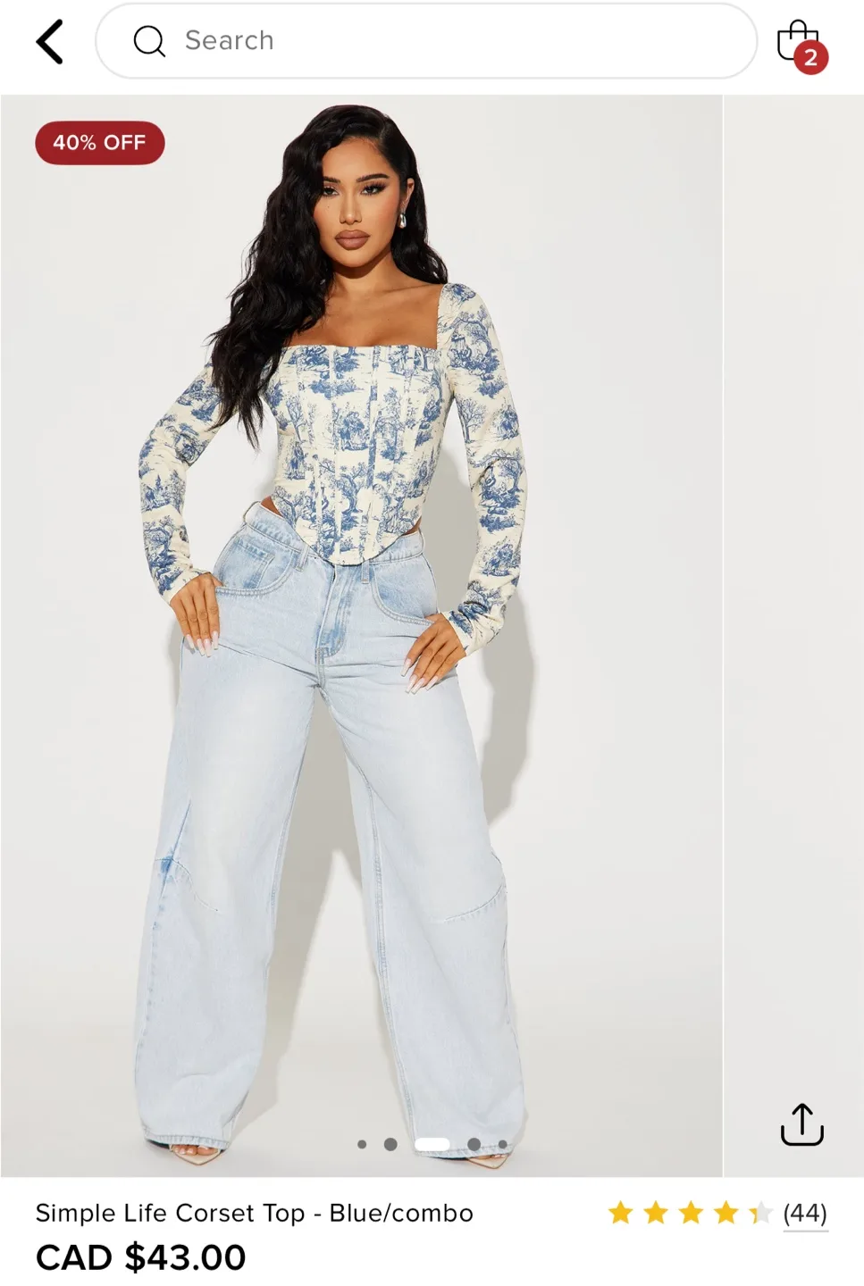 Fashion Nova Simple Life Corset Top - Blue/Combo thumbnail