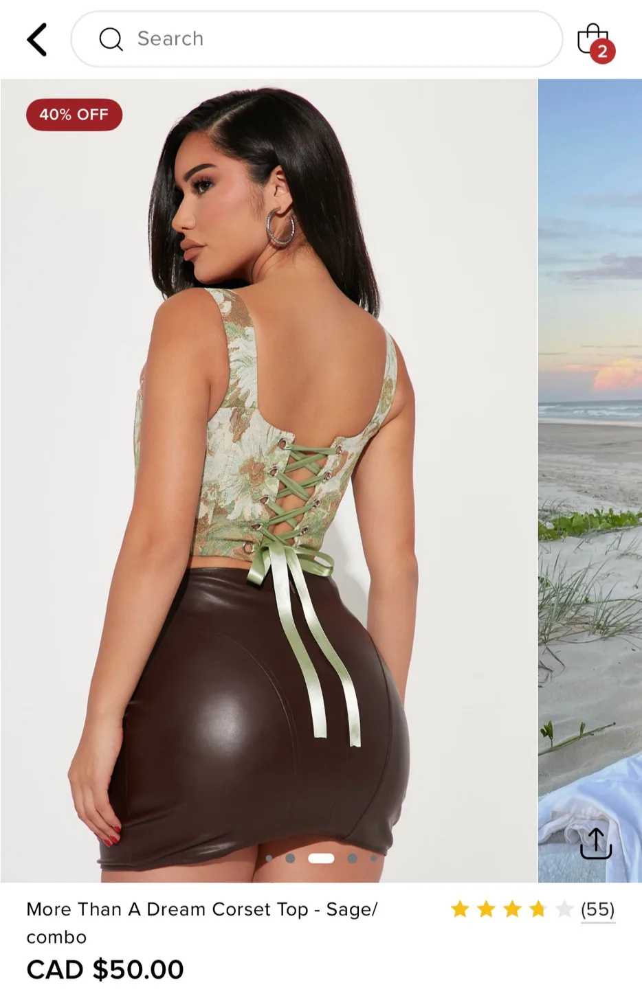 Fashion Nova More Than A Dream Corset Top - Sage image indicator(2)