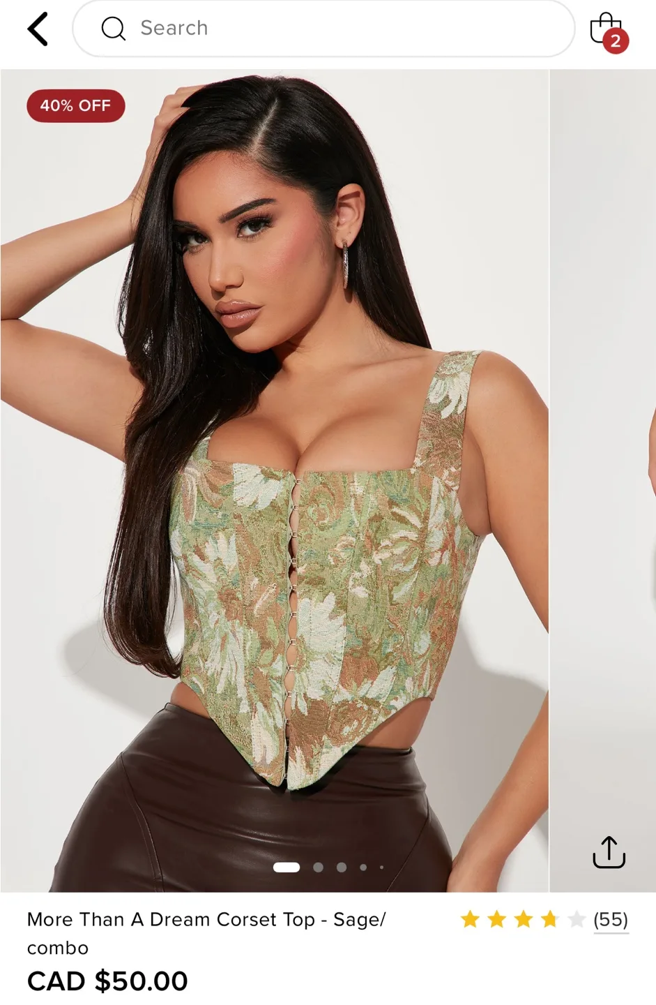 Fashion Nova More Than A Dream Corset Top - Sage thumbnail