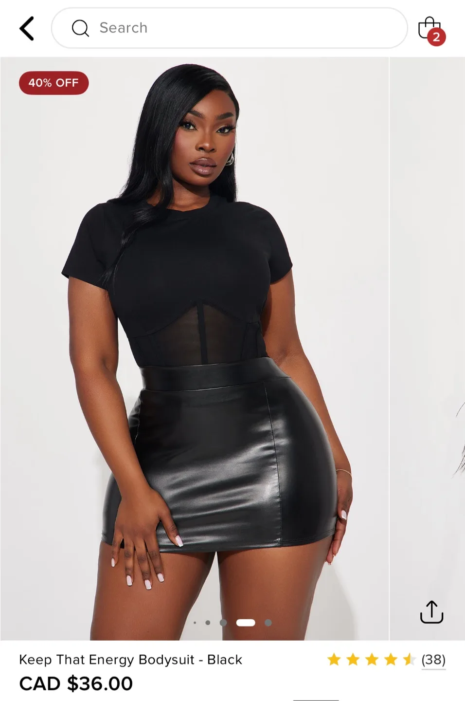 Fashion Nova Keep That Energy Bodysuit - Black image indicator(4)