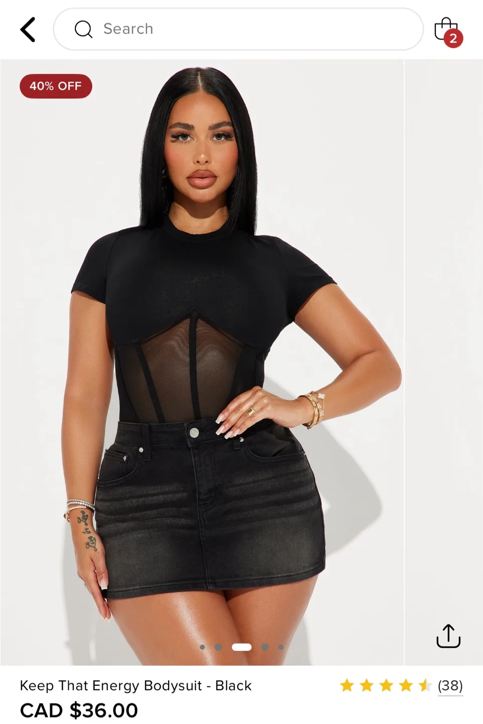Fashion Nova Keep That Energy Bodysuit - Black thumbnail