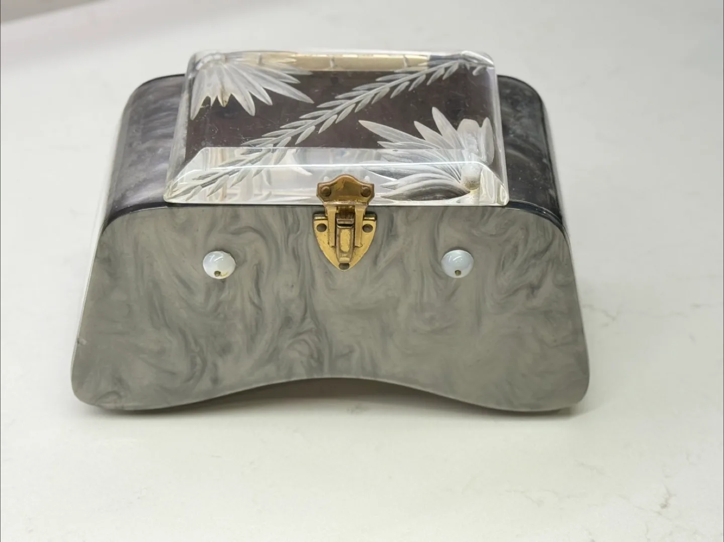 Vintage Lucite & Marbleized Plastic Box thumbnail