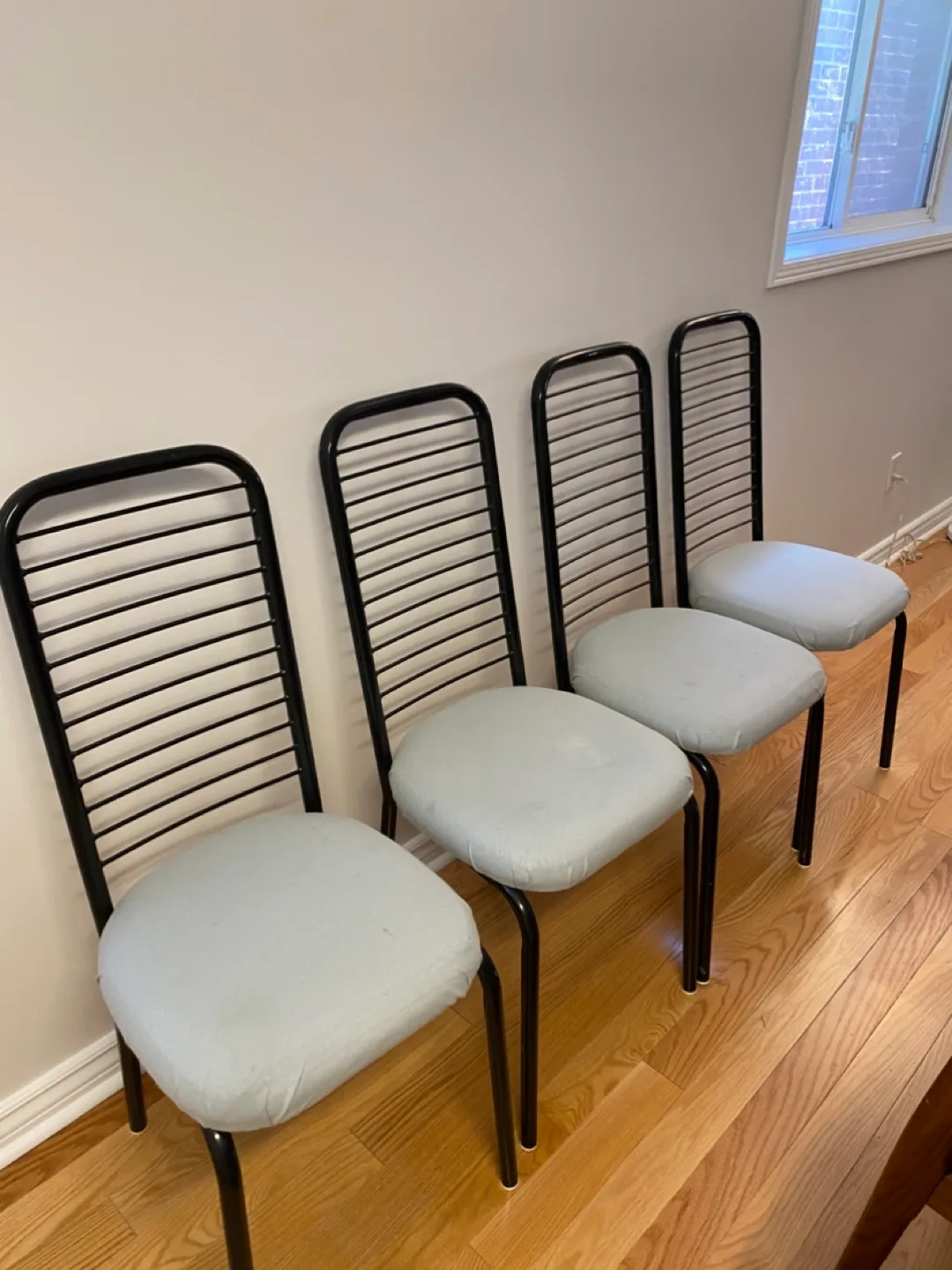 Set of 4 Dining Chairs - Black Frame, Grey Seat thumbnail