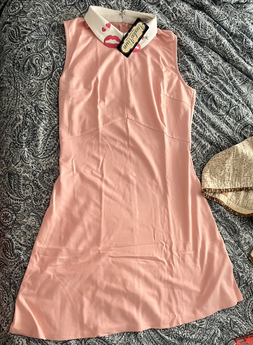 NWT Voodoo Vixen Pink Dress with unique embroidered collar thumbnail