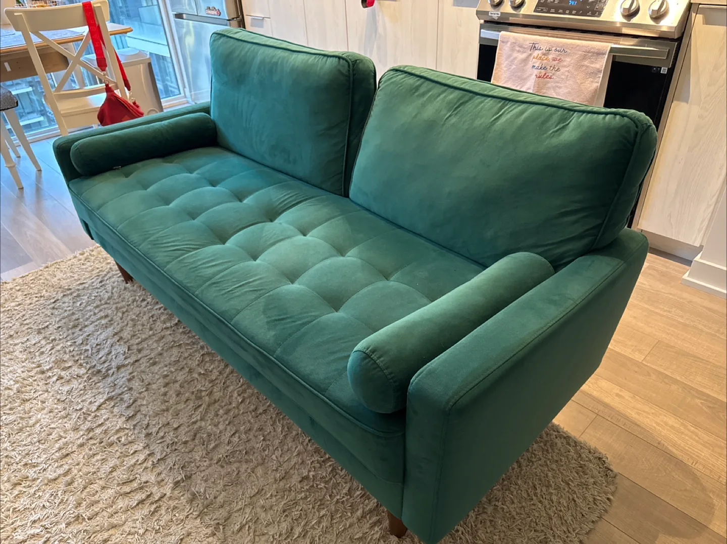 Green Velvet Sofa - 69.29" x 30.71" x 33.47" thumbnail