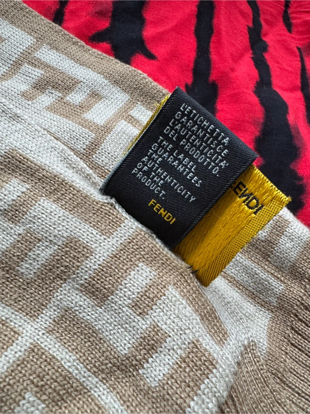 Fendi Zucca FF Monogram Wool Beige Scarf image indicator(6)