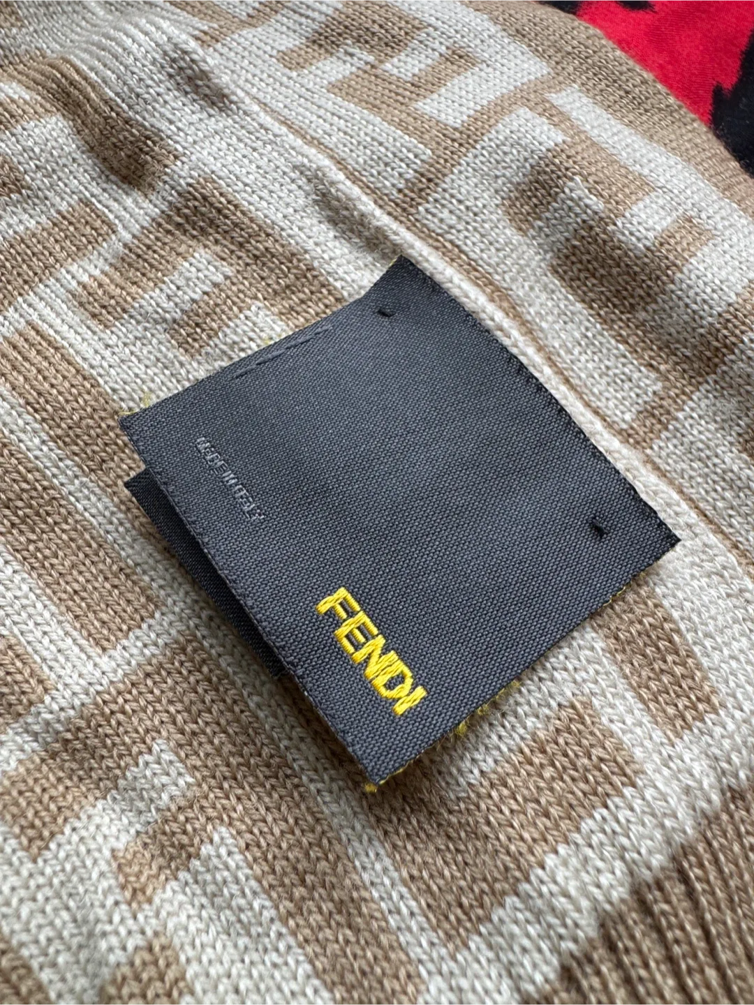 Fendi Zucca FF Monogram Wool Beige Scarf image indicator(4)