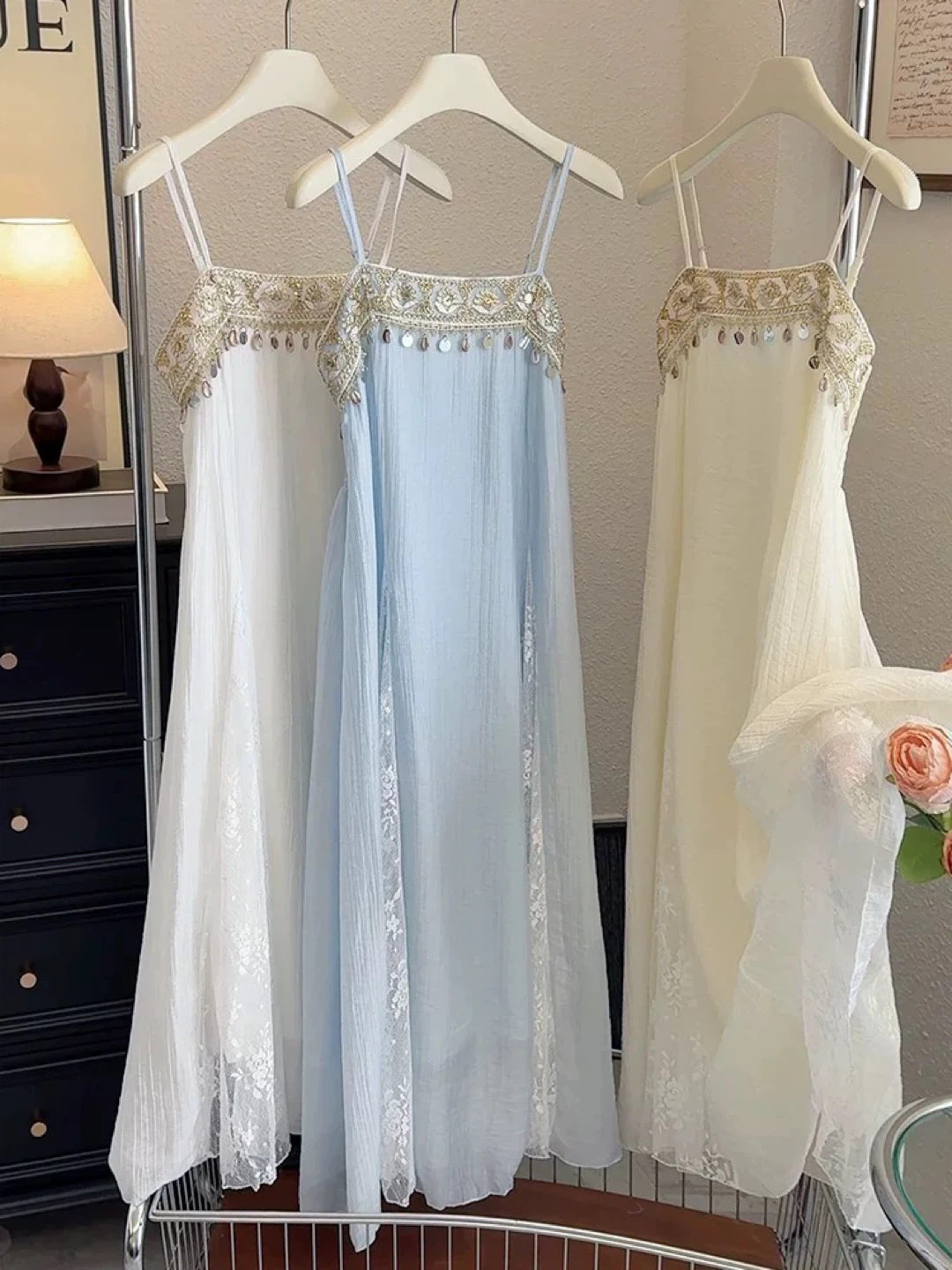 Blue Summer Dress with Lace Detail - photo 3